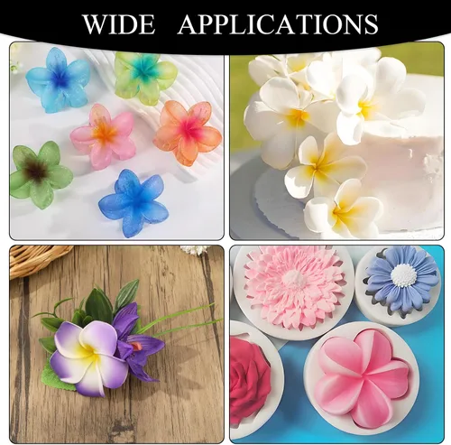 Vista 6 de Frangipani Flowers - Molde de silicona para chocolate, moldes de mousse de plumeria para hornear, 2 paquetes de 12 cavidades de 8.6 x 5.5 x 0.94