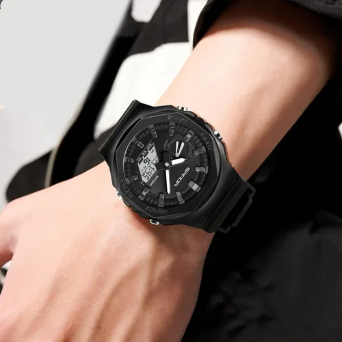Vista 5 de KXAITO Men's Wrist Watches Octagon Oak Heart of Steel Design Stainless Steel case Large dial TPU Band Watch for Men Women Unisex 3167