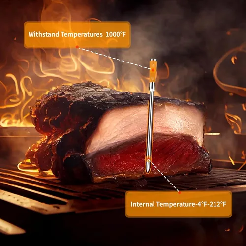 Vista 5 de Termómetro inalámbrico Bluetooth para carne con sonda ultradelgada de 3.9mm Certificación de precisión NIST Rango de 800 pies Monitor de temperatura