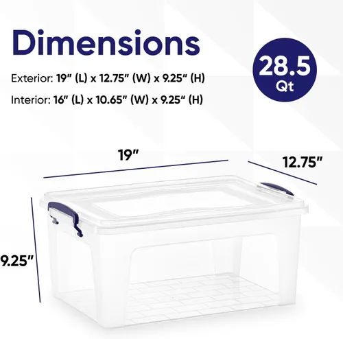 Vista 144 de Superio - Contenedores de almacenamiento de plástico transparente de 1.27 cuartos de galón con tapas, contenedores organizadores apilables, cajas