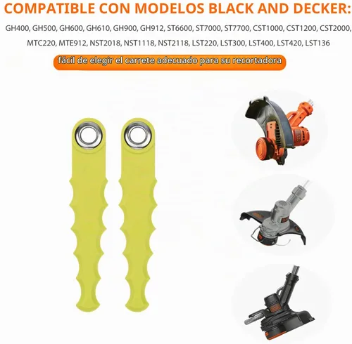 Vista 2 de THTEN AF-100 - Cuchillas de repuesto para recortadoras de césped compatibles con Black & Decker GH600, GH610, GH900, GH912, paquete de 18