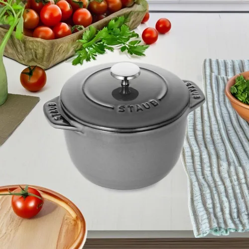 Vista 4 de Staub Horno Petite Francés de hierro fundido, gris grafito Gris (Graphite Grey)