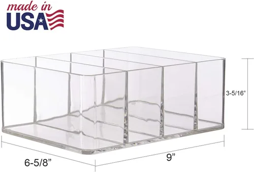 Vista 9 de STORi Organizador de plástico transparente de 4 compartimentos, contenedor de almacenamiento rectangular dividido para maquillaje y tocador, uso