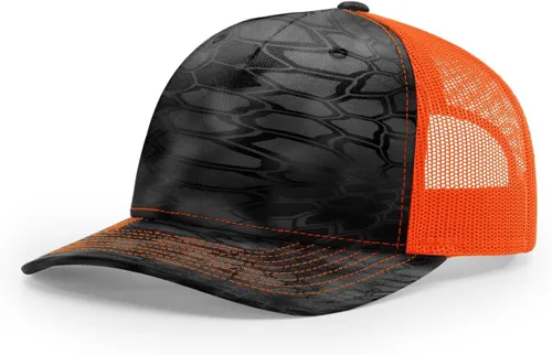 Vista 7 de Richardson 112 - Gorra de camionero de 5 paneles de alta calidad, ajustable, gorra Richardson en blanco estructurada Bark Duck Camo / Marrón