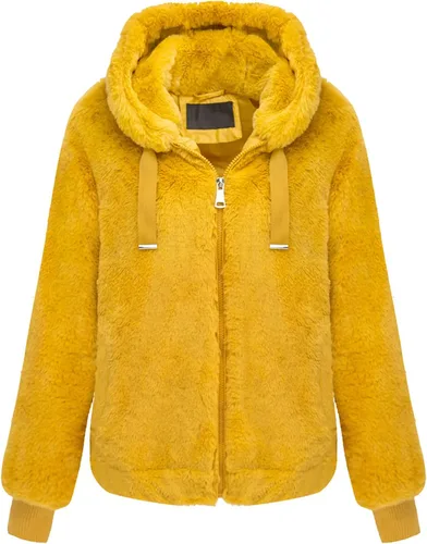 Vista 7 de Bellivera Abrigo de piel sintética para mujer con forro de oveja peluda, chaqueta de forro polar esponjosa y capucha con forro de sherpa Beige