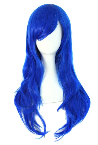Vista 16 de MapofBeauty - Peluca larga de extremos rizados para cosplay, de 28 pulgadas, para mujer, color Azure Azul celeste