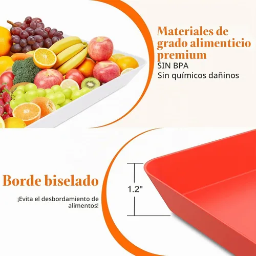 Vista 3 de WOWBOX 4 bandejas de servir para entretenimiento, platos para servir aperitivos, frutas, galletas, postres, bandejas de plástico reutilizables