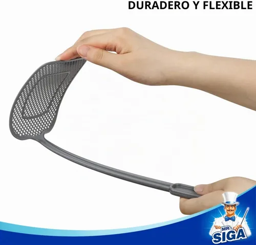 Vista 6 de MR.SIGA Matamoscas de mango largo resistente, gris, paquete de 6