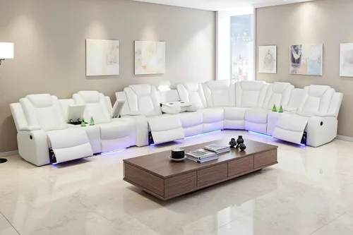 Vista 11 de A Ainehome Juego de sofá modular reclinable eléctrico con luz LED, sofás seccionales de cuero, juegos de muebles de sala de estar, juegos de sofá