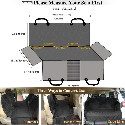 Vista 6 de VIVAGLORY Funda de asiento de perro para asiento trasero, ventana visual de malla con correa adicional y hebillas para mayor seguridad, fundas