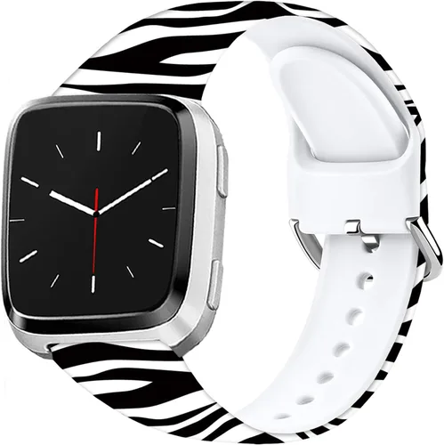Vista 2 de Correas de reloj de silicona suave compatibles con Fitbit Versa 2/Versa/Fitbit Versa Lite/SE, correa de repuesto con bonito patrón floral de 0.98