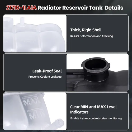 Vista 4 de Conjunto de tanque de depósito de radiador 21710-1LA1A compatible con Infiniti QX80 2014-2020 5.6L, QX56 2011-13 5.6L; compatible con Nissan Armada