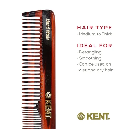 Vista 6 de Kent 5T - Peine de doble diente de 6.6 pulgadas, diente fino y ancho para cabello, barba y bigote, peinado y aseo - grueso y fino para hombres