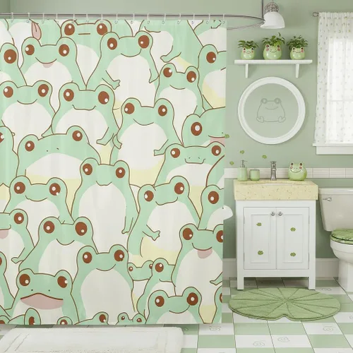 Vista 17 de Homewish Cortina de ducha de sirena azul con diseño de princesa sirena, juego de cortina de ducha para niños y adultos, cortina de baño subacuática