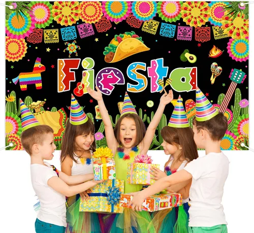 Vista 7 de Avezano Telón de fondo para fiesta temática mexicana, fiesta Luau Cinco de Mayo, cartel de carnaval, decoración de fiesta, telón de fondo de 70.8 x