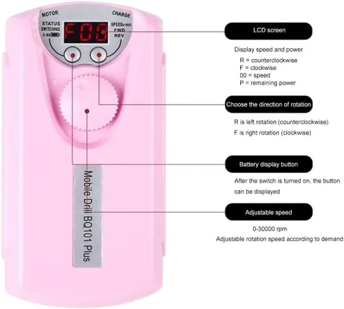 Vista 4 de Lima eléctrica para arte de uñas, 30000 RPM, máquina de pedicura, pulidora de uñas para uñas acrílicas, diseño para uso en el hogar