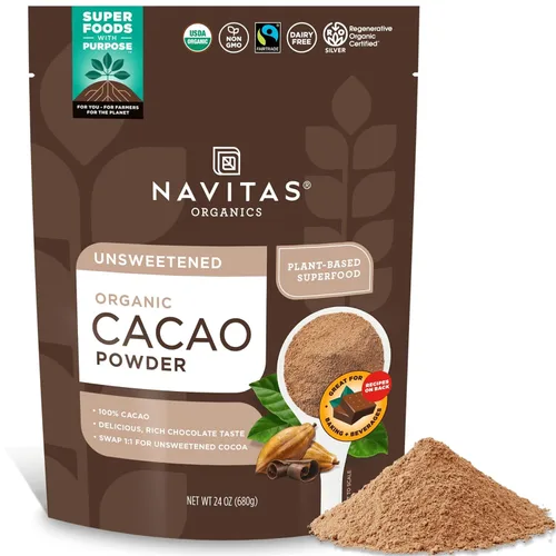 Vista 7 de Navitas Organics - Cacao en polvo - Sustituto de cacao en polvo 1:1, para chocolate caliente, horneado y más - Certificado orgánico regenerativo