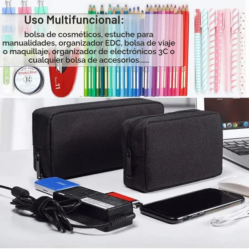 Vista 6 de CAAORDKSO Funda para accesorios electrónicos, organizador electrónico para cables de viaje, bolsa de almacenamiento impermeable portátil para disco