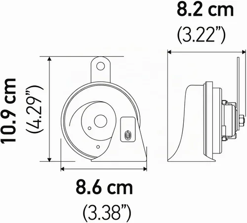 Vista 4 de HELLA 012010971 Kit de Bocina de Trompeta Negra de 12V (Ajuste Universal - Paquete Blíster)