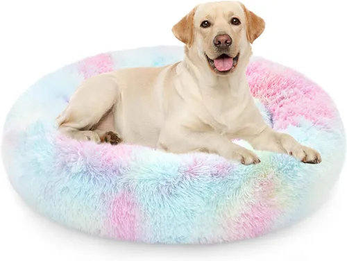 Vista 30 de NOYAL Cama Calmante en Forma de Rosquilla para Perros Pequeños a Medianos y Gatos - Cama de Mascotas de Felpa Sintética Anti-Ansiedad con Funda