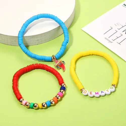 Vista 271 de Surfer Heishi - Pulseras apilables para mujer, apilables, de vinilo arcoíris, disco de arcilla, pulseras elásticas para la amistad, joyería bohemia