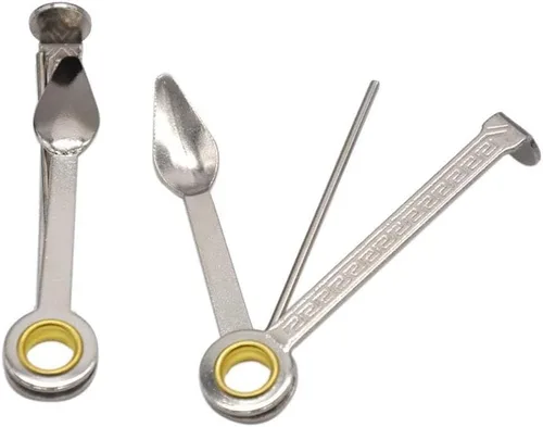 Vista 3 de Juego de raspadores de pipa 3 en 1 para pipa de tabaco, accesorios de cenicero de limpieza plegable, plata