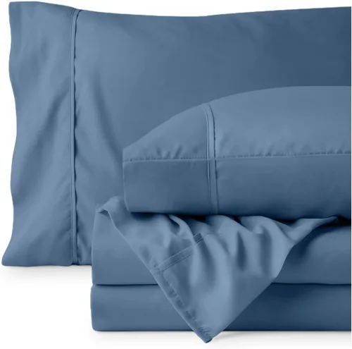 Vista 179 de Bare Home Sheet Set 1800 Ultra-Soft with 2 Pillowcases (Twin XL, Dark Blue)