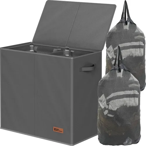 Vista 11 de Simple Houseware - Cesta doble para la ropa sucia, con tapa