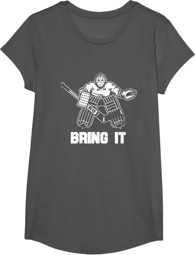 Vista 29 de Divertida camiseta gráfica de ropa de portero de hockey sobre hielo, Negro, S
