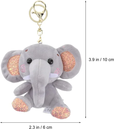 Vista 2 de Llavero colgante de muñeca de elefante suave de felpa para bolso llave de coche (gris)