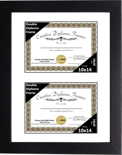 Vista 32 de Creative Picture Frames Marco de diploma doble clásico negro de 6 x 8 pulgadas con vidrio negro y colgador de pared instalado
