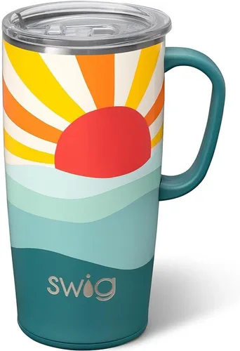 Vista 41 de Swig Life Taza de Viaje de 18 oz, Vaso Aislante con Asa y Tapa, Taza de Café de Viaje, Compatible con Portavasos, Acero Inoxidable, Vaso de 18 oz