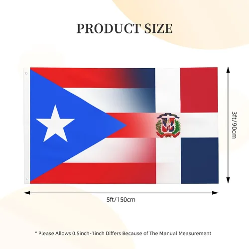 Vista 3 de Bandera de República Dominicana de Puerto Rico de 3 x 5 pies, 3 x 5 pies, nailon para exteriores e interiores, 3 x 5 pies, Fla gcon ojales de latón