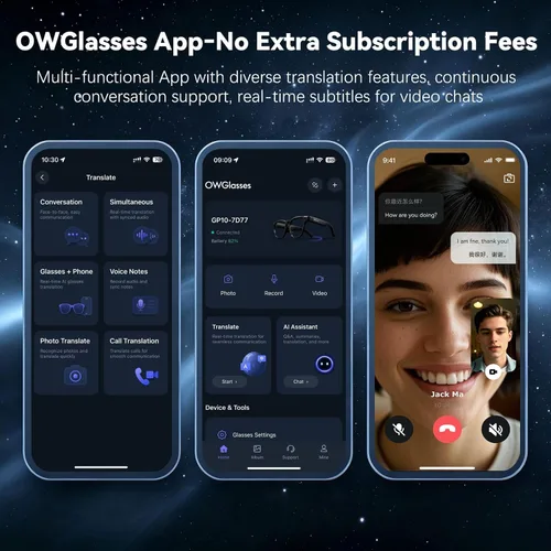 Vista 9 de Gafas inteligentes AI con cámara 8MP HD para hombres y mujeres, gafas