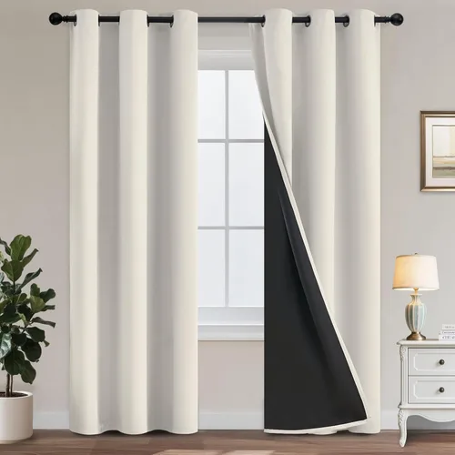 Vista 57 de Yakamok Cortinas negras, cortinas de ventana con aislamiento térmico y eficiencia energética para dormitorio, cortinas opacas completas y cortinas