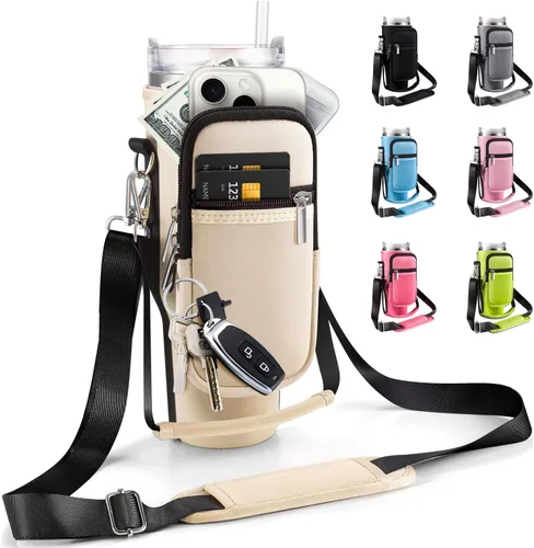 Vista 13 de Bolsa de transporte con bolsillo para teléfono para vaso Stanley de 40 onzas con asa y vaso Simple Modern de 40 onzas - Funda tipo bandolera