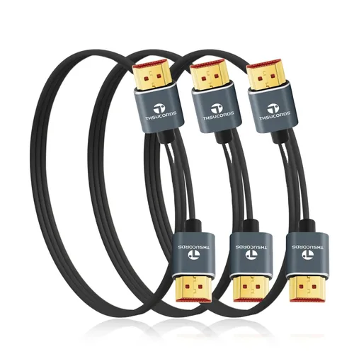 Vista 10 de Thsucords Cables HDMI ultra finos 8K 4K de 1.6 pies, delgado y flexible, suave de alta velocidad, cable HDMI 2.1 compatible con 4K @120Hz 8K @60Hz