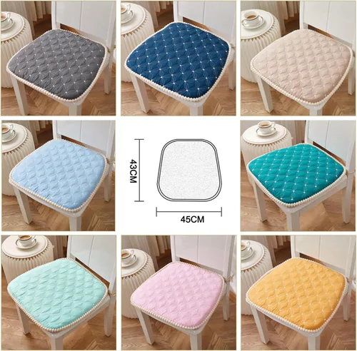 Vista 5 de Cojín para silla con lazos para sillas de comedor, almohadillas de espuma viscoelástica texturizadas suaves y cómodas para sillas de cocina con Azul
