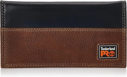 Vista 3 de Timberland PRO Cartera de cuero RFID para hombre con doble pliegue estilo rodeo, Marrón oscuro