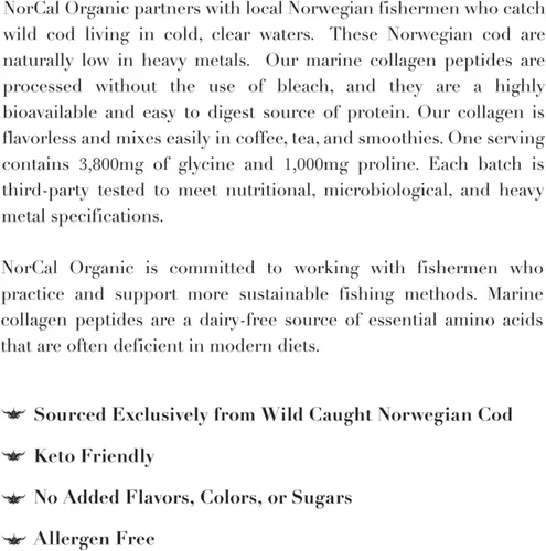 Vista 5 de Norcal Marine Collagen - Polvo de péptidos de colágeno marino de 12 onzas Alto en proteínas, cero grasas/azúcar/carbohidratos Salud de la piel