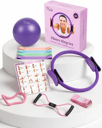 Vista 8 de Pilates Ring and Ball Set with Video Tutorials, 10-in-1 Home Pilates Kit Complete beginner-friendly workout kit for women to tone, strengthen and