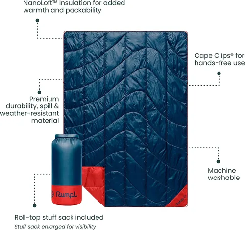 Vista 3 de Rumpl Backcountry Puffy Blanket - Llevando comodidad a lugares incómodos, aislamiento de poliéster 100% reciclado, ligera, empacable, resistente al