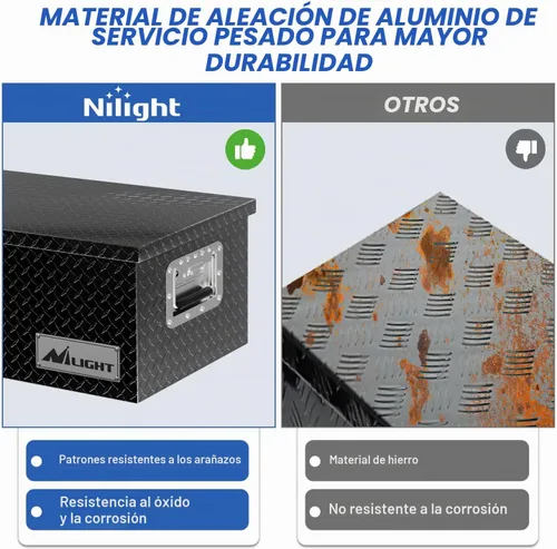 Vista 6 de Nilight - Caja de herramientas para camión de 30 pulgadas, cajas de herramientas resistentes de aluminio con placa de diamante para cama de camión