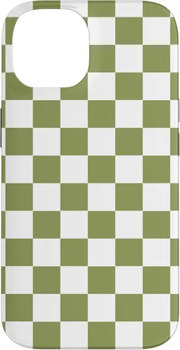 Vista 4 de Funda para iPhone 17 con diseño de cuadros verde oliva estético retro