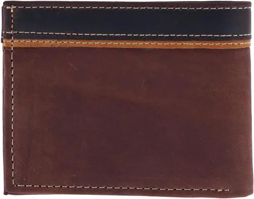 Vista 2 de CTM Billetera plegable de cuero Longhorn Concho para hombre, marrón con negro
