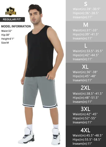 Vista 6 de JIM LEAGUE Pantalones cortos de baloncesto para hombre, de 11 pulgadas, de malla larga, atléticos, para gimnasio, entrenamiento, deportes