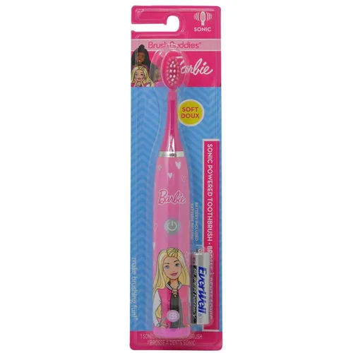 Vista 5 de Brush Buddies Barbie - Cepillo de dientes eléctrico con pilas para niños, cerdas suaves y potencia sónica, perfecto para niños, niñas e higiene