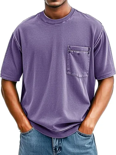 Vista 10 de Men's Summer Vintage Tops Casual Stylish Short Sleeve Crewneck T Shirts Lightweight Basic Tee Shirts with Pocket