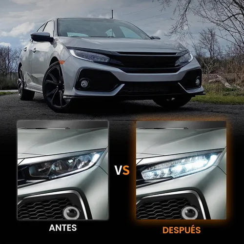 Vista 5 de Ensemble de faros led delanteros Vland compatible con Honda Civic Sedan, Coupe, Hatchback, Tipo R de 10ª generación 2016, 2017, 2018, 2019, 2020