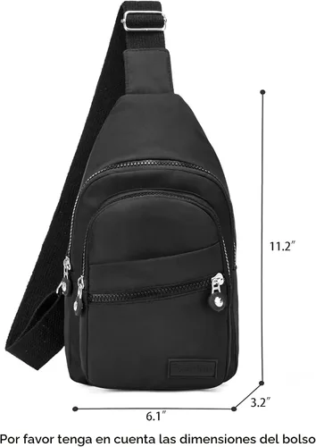 Vista 2 de Banelu Pequeña mochila bandolera bandolera para mujeres y hombres, bolsa de pecho, riñonera cruzada para exteriores, senderismo, viajes, color negro